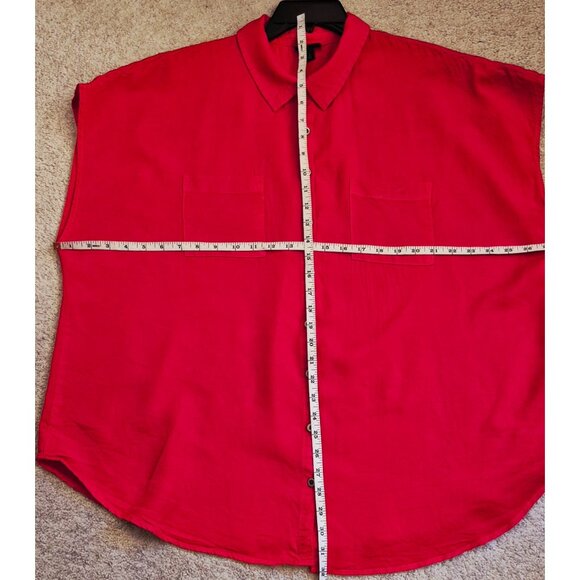 Torrid Red Tencel Blend Boxy Dolman Sleeve Button Front Tunic Top Size 2X EUC - Picture 6 of 8